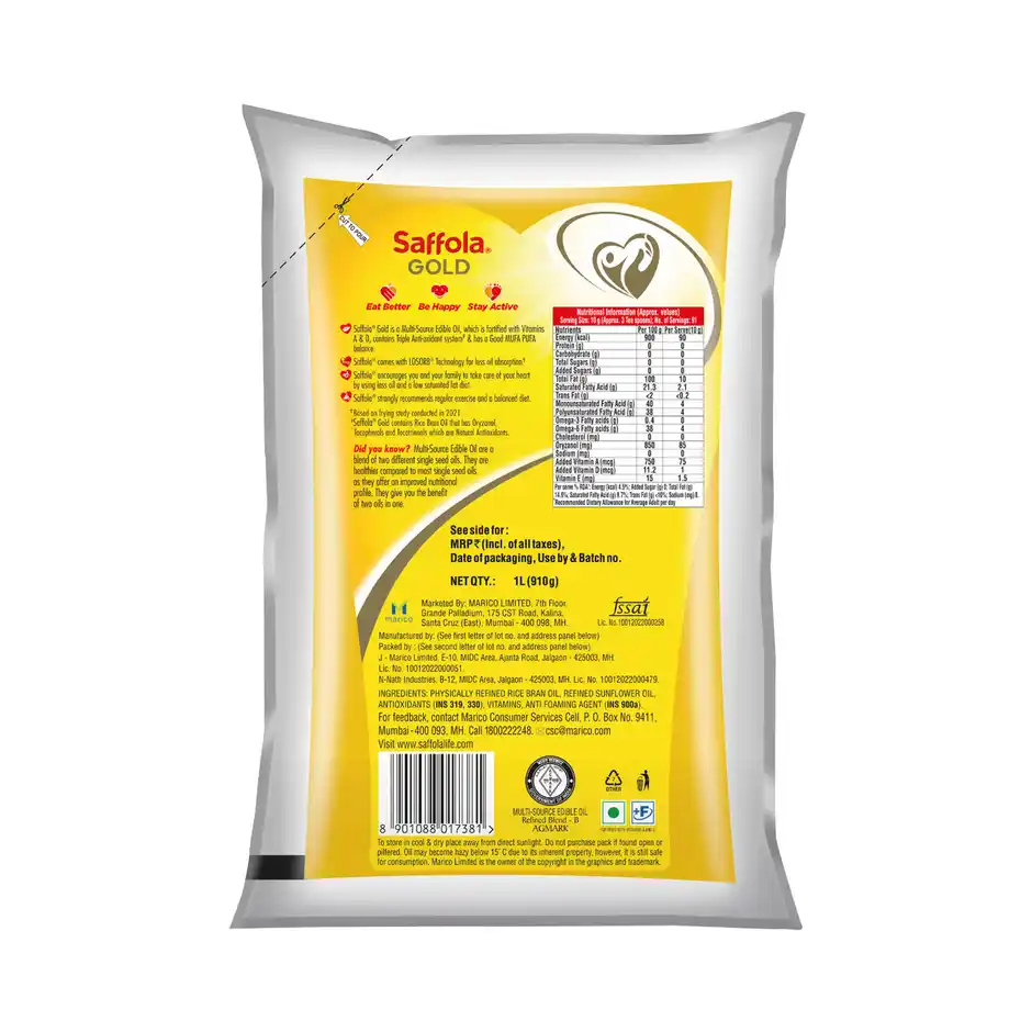 Saffola Gold Corn & Rice Bran refined oil | For heart healthy - Image 2