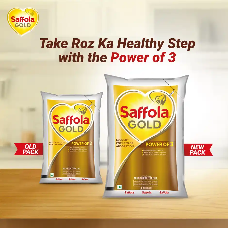 Saffola Gold Corn & Rice Bran refined oil | For heart healthy - Image 3